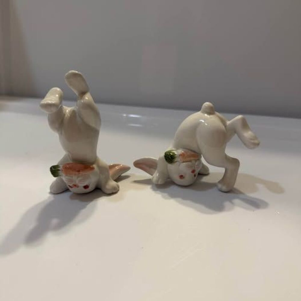 Vintage 1978 Fitz and Floyd Tumbling Bunny Figurines (Set of 2)